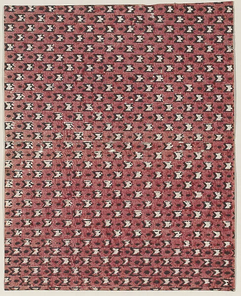 Sheet with overall red and black geometric pattern, 19th century. Creator: Anon