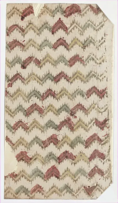 Framed Print : Sheet with overall zigzag pattern, 19th century. Creator: Anon Framed Print : Sheet with overall zigzag pattern, 19th century. Creator: Anon