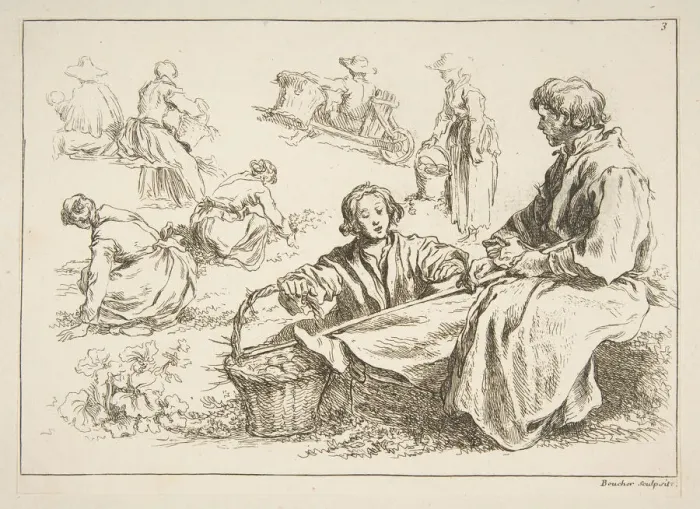 Framed Print : Sheet of Sketches, 1753. Creator: Francois Boucher Framed Print : Sheet of Sketches, 1753. Creator: Francois Boucher
