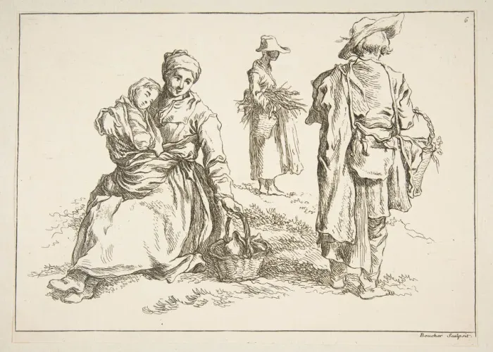 Framed Print : Sheet of Sketches, 1753. Creator: Francois Boucher Framed Print : Sheet of Sketches, 1753. Creator: Francois Boucher