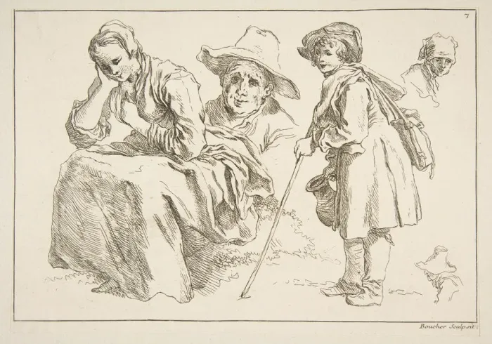 Framed Print : Sheet of Sketches, 1753. Creator: Francois Boucher Framed Print : Sheet of Sketches, 1753. Creator: Francois Boucher