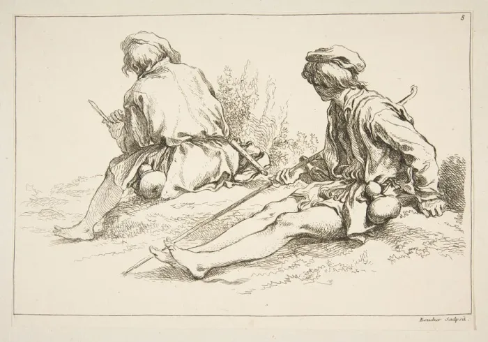 Framed Print : Sheet of Sketches, 1753. Creator: Francois Boucher Framed Print : Sheet of Sketches, 1753. Creator: Francois Boucher