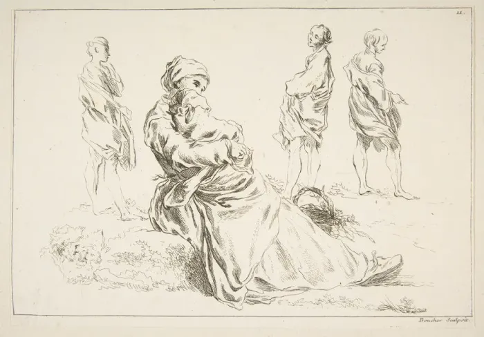 Framed Print : Sheet of Sketches, 1753. Creator: Francois Boucher Framed Print : Sheet of Sketches, 1753. Creator: Francois Boucher