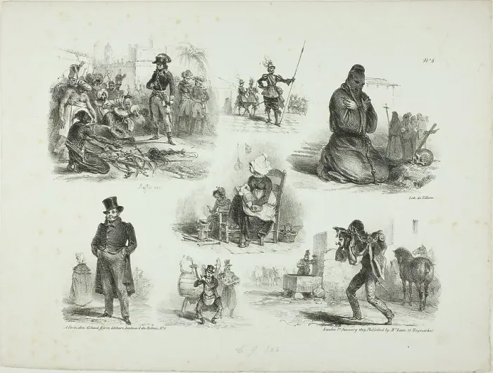 Framed Print : Sheet of Sketches, 1828. Creator: Auguste Raffet Framed Print : Sheet of Sketches, 1828. Creator: Auguste Raffet