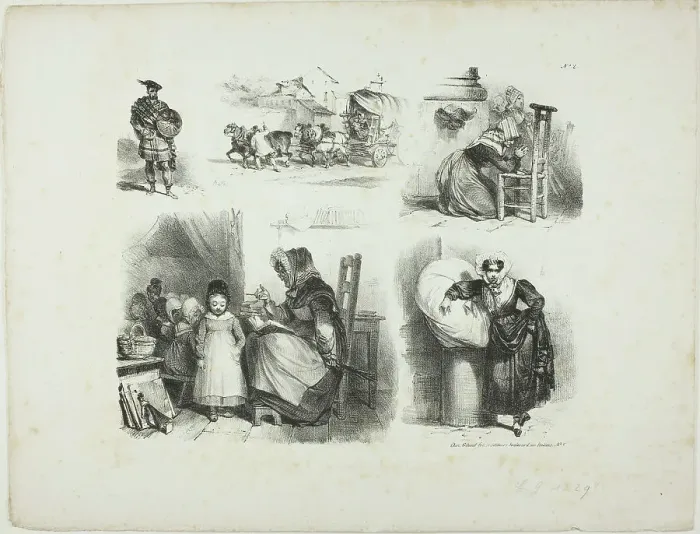 Framed Print : Sheet of Sketches, 1828. Creator: Auguste Raffet Framed Print : Sheet of Sketches, 1828. Creator: Auguste Raffet