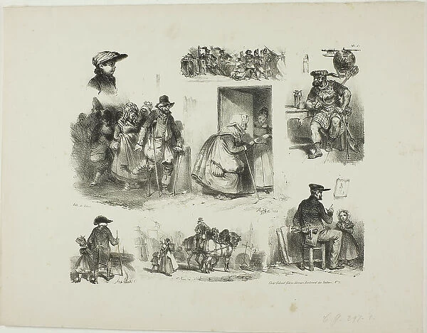 Sheet of Sketches, 1828. Creator: Auguste Raffet