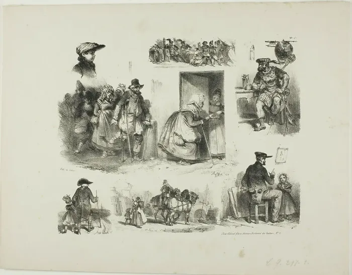 Framed Print : Sheet of Sketches, 1828. Creator: Auguste Raffet Framed Print : Sheet of Sketches, 1828. Creator: Auguste Raffet