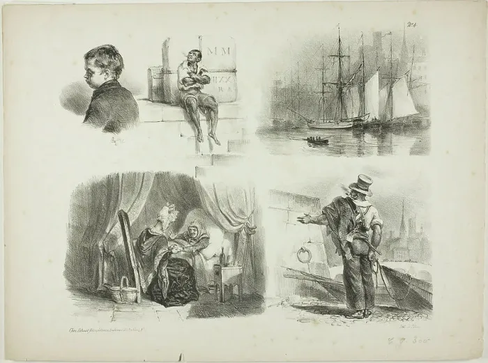 Framed Print : Sheet of Sketches, 1828. Creator: Auguste Raffet Framed Print : Sheet of Sketches, 1828. Creator: Auguste Raffet