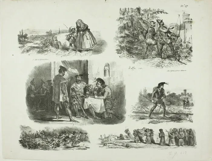 Framed Print : Sheet of Sketches, 1829. Creator: Auguste Raffet Framed Print : Sheet of Sketches, 1829. Creator: Auguste Raffet