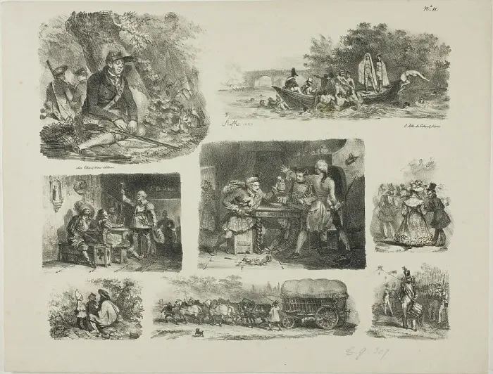Framed Print : Sheet of Sketches, 1829. Creator: Auguste Raffet Framed Print : Sheet of Sketches, 1829. Creator: Auguste Raffet