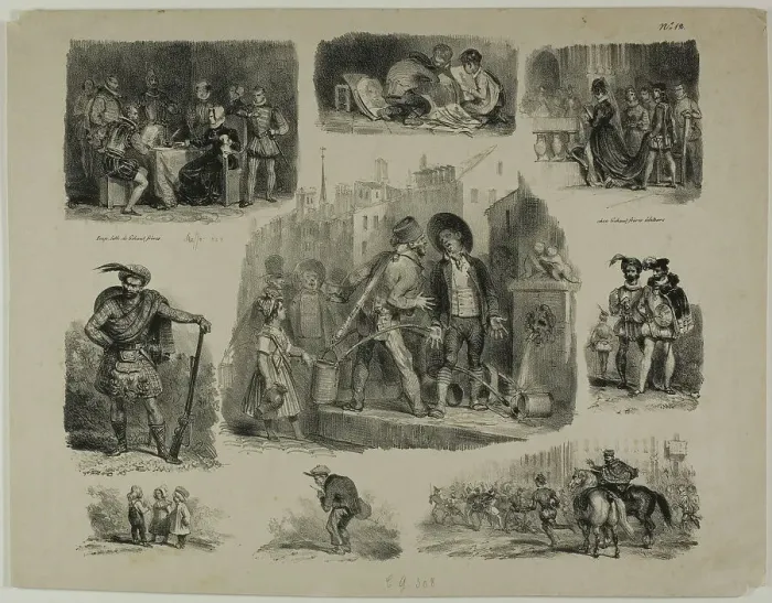 Framed Print : Sheet of Sketches, 1829. Creator: Auguste Raffet Framed Print : Sheet of Sketches, 1829. Creator: Auguste Raffet