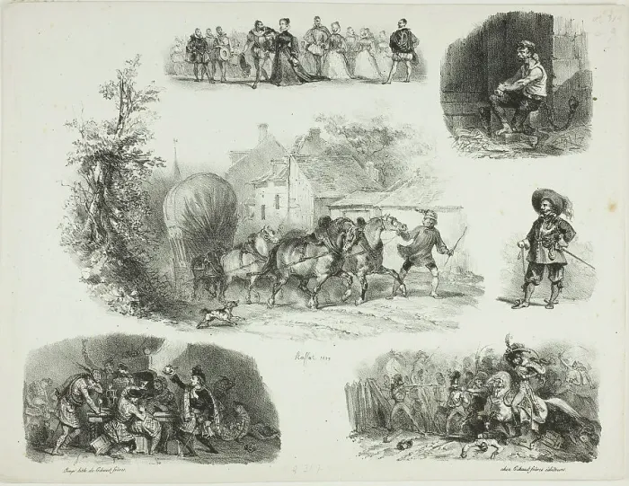 Framed Print : Sheet of Sketches, 1829. Creator: Auguste Raffet Framed Print : Sheet of Sketches, 1829. Creator: Auguste Raffet