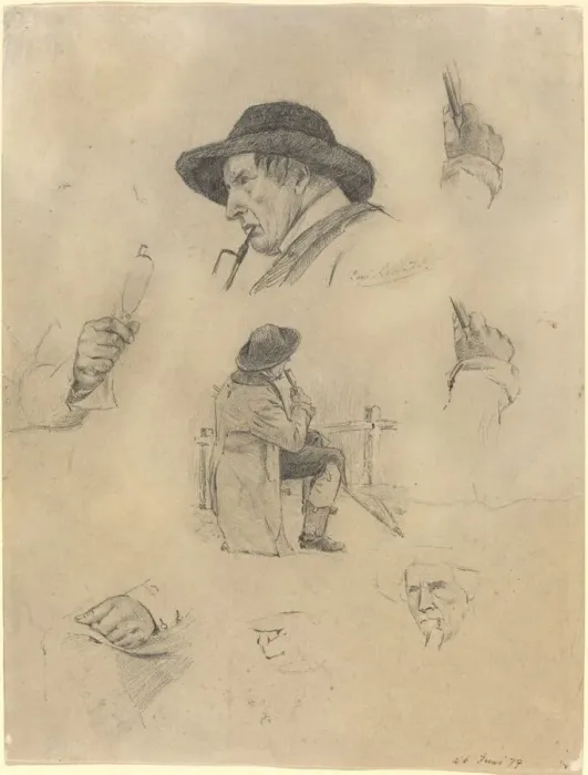 Framed Print : Sheet of Sketches, 1877. Creator: Lovis Corinth Framed Print : Sheet of Sketches, 1877. Creator: Lovis Corinth