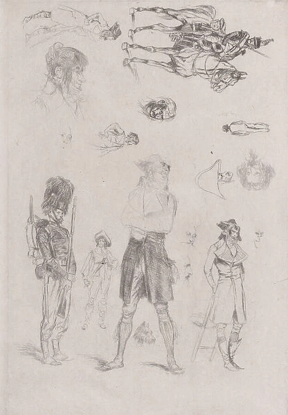 Sheet of sketches (Feuille de Croquis), 1868. Creator: Jean Baptiste Edouard Detaille