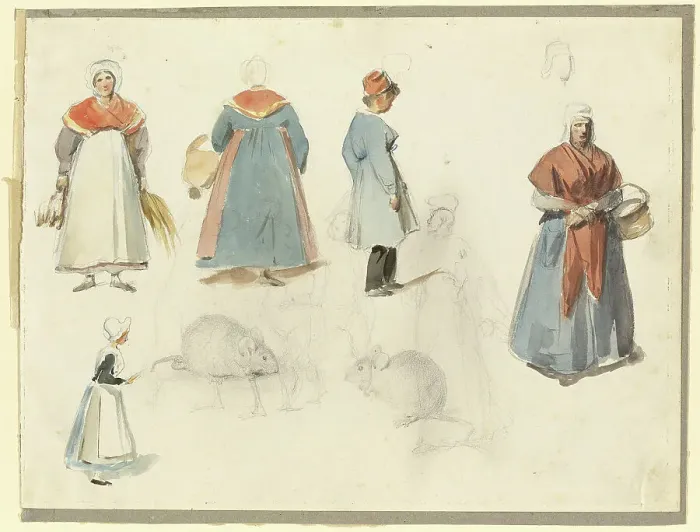 Framed Print : Sheet of Sketches: Men, Women and Mice, n.d. Creator: Auguste Raffet Framed Print : Sheet of Sketches: Men, Women and Mice, n.d. Creator: Auguste Raffet