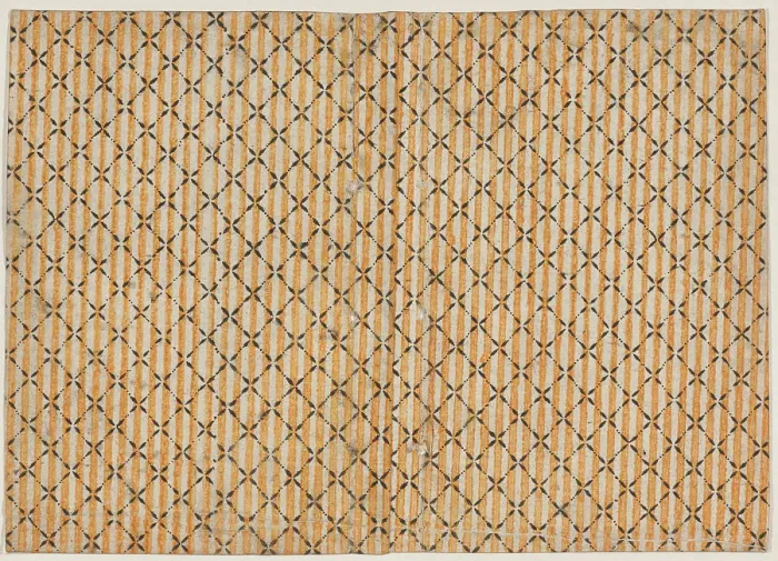 Framed Print : Sheet with stripe and grid pattern, 19th century. Creator: Anon Framed Print : Sheet with stripe and grid pattern, 19th century. Creator: Anon