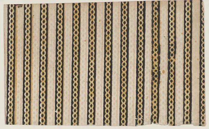Framed Print : Sheet with stripes with guilloche pattern, 19th century. Creator: Anon Framed Print : Sheet with stripes with guilloche pattern, 19th century. Creator: Anon