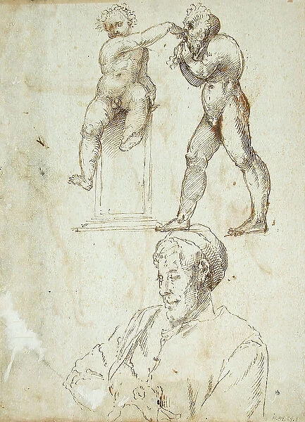 Sheet of Studies (recto and verso) (image 2 of 2), Mid-16th century. Creator: Unknown