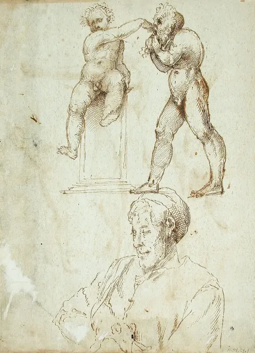 Framed Print : Sheet of Studies (recto and verso) (image 2 of 2), Mid-16th century. Creator: Unknown Framed Print : Sheet of Studies (recto and verso) (image 2 of 2), Mid-16th century. Creator: Unknown