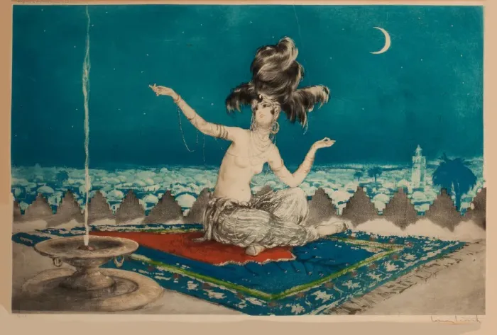 Framed Print : Sheherazade, ca 1927. Creator: Icart, Louis Justin Laurent (1888-1950) Framed Print : Sheherazade, ca 1927. Creator: Icart, Louis Justin Laurent (1888-1950)