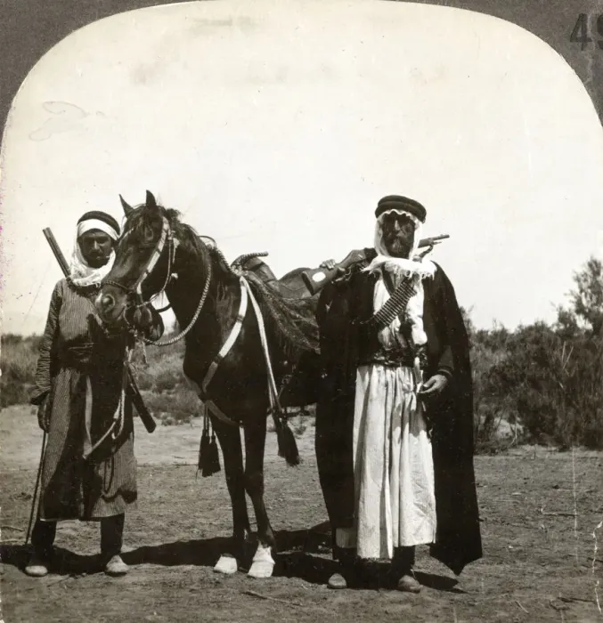 Framed Print : A sheikh and his bodyguard, Syria, 1900s. Artist: Keystone Framed Print : A sheikh and his bodyguard, Syria, 1900s. Artist: Keystone