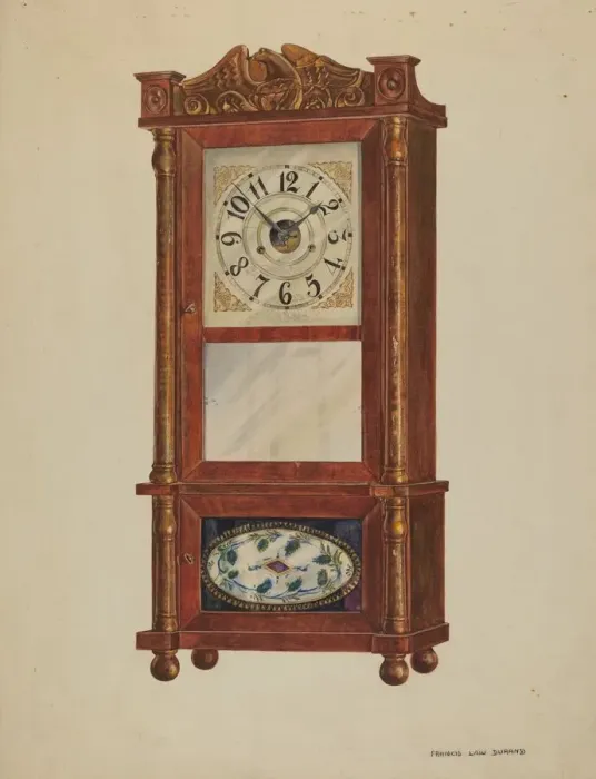 Framed Print : Shelf Clock, 1935  /  1942. Creator: Francis Law Durand