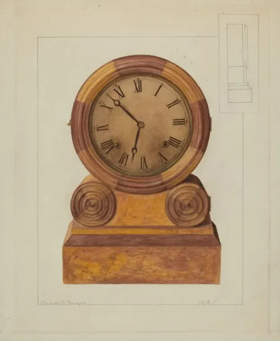 Framed Print : Shelf Clock, c. 1937. Creator: Manuel G. Runyan Framed Print : Shelf Clock, c. 1937. Creator: Manuel G. Runyan