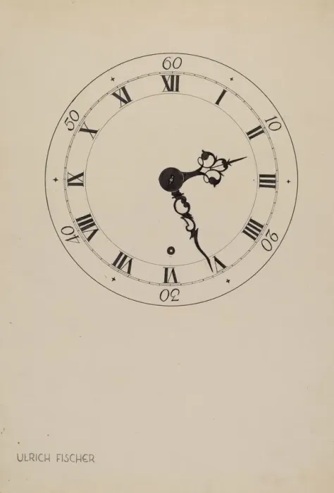 Framed Print : Shelf Clock, c. 1937. Creator: Ulrich Fischer Framed Print : Shelf Clock, c. 1937. Creator: Ulrich Fischer
