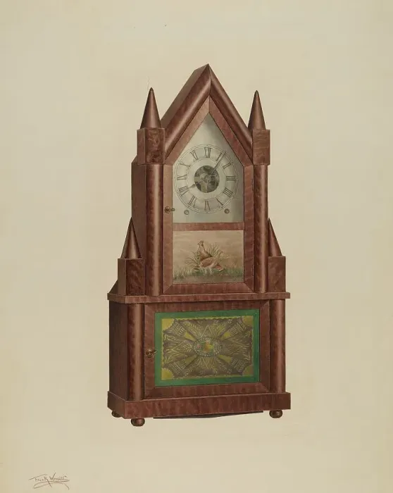 Framed Print : Shelf Clock, c. 1938. Creator: Frank Wenger Framed Print : Shelf Clock, c. 1938. Creator: Frank Wenger