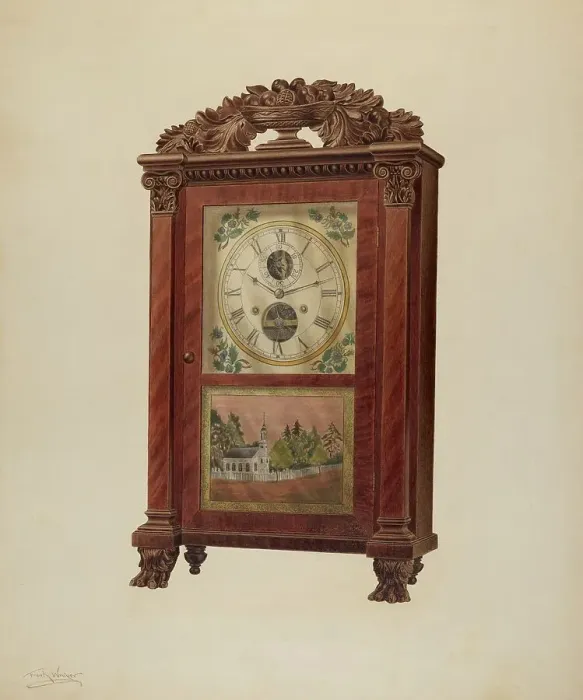 Framed Print : Shelf Clock, c. 1938. Creator: Frank Wenger Framed Print : Shelf Clock, c. 1938. Creator: Frank Wenger