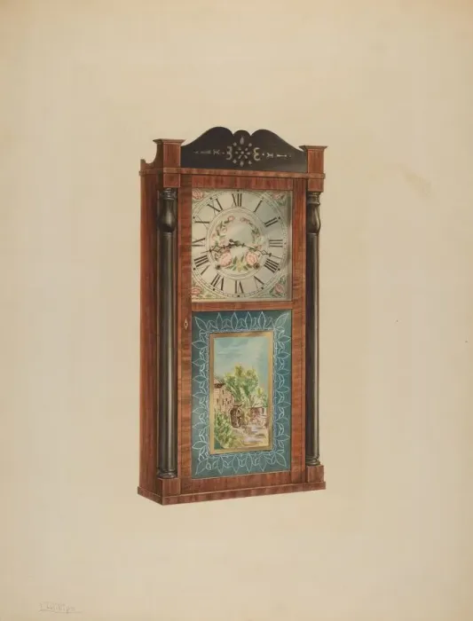 Framed Print : Shelf Clock, c. 1938. Creator: Lawrence Phillips