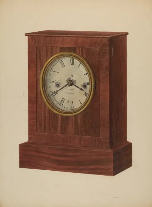 Framed Print : Shelf Clock, c. 1940. Creator: Harry Eisman Framed Print : Shelf Clock, c. 1940. Creator: Harry Eisman