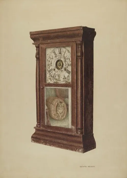 Framed Print : Shelf Clock, c. 1940. Creator: Raymond Neumann Framed Print : Shelf Clock, c. 1940. Creator: Raymond Neumann