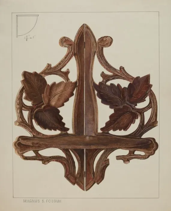 Framed Print : Shelf (Corner Bracket), c. 1937. Creator: Magnus S. Fossum Framed Print : Shelf (Corner Bracket), c. 1937. Creator: Magnus S. Fossum
