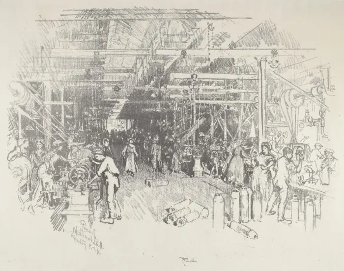 Framed Print : The Shell Factory, 1916. Creator: Joseph Pennell Framed Print : The Shell Factory, 1916. Creator: Joseph Pennell