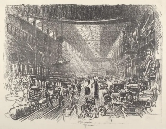 Framed Print : Shell Factory, No. I, 1917. Creator: Joseph Pennell Framed Print : Shell Factory, No. I, 1917. Creator: Joseph Pennell