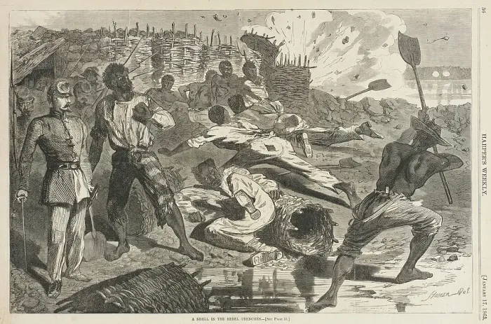 Framed Print : A Shell in the Rebel Trenches, 1863. Creator: Unknown Framed Print : A Shell in the Rebel Trenches, 1863. Creator: Unknown