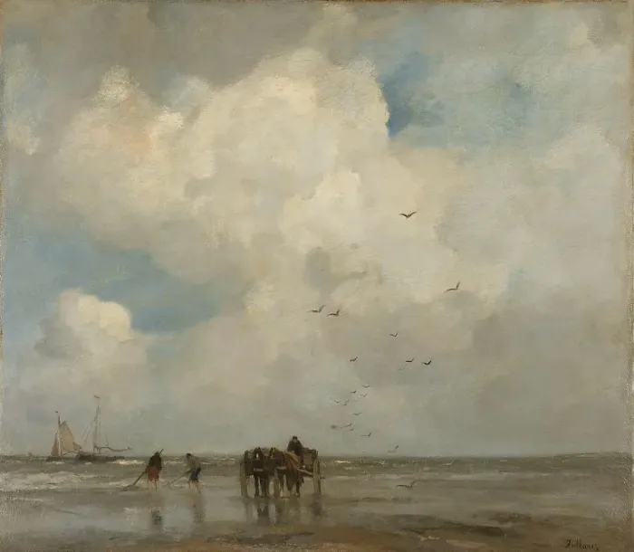Framed Print : Shellfishing, 1885. Creator: Jacob Henricus Maris Framed Print : Shellfishing, 1885. Creator: Jacob Henricus Maris