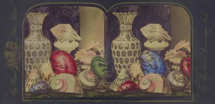 Framed Print : Shells and vases, about 1865. Creator: Unknown Framed Print : Shells and vases, about 1865. Creator: Unknown