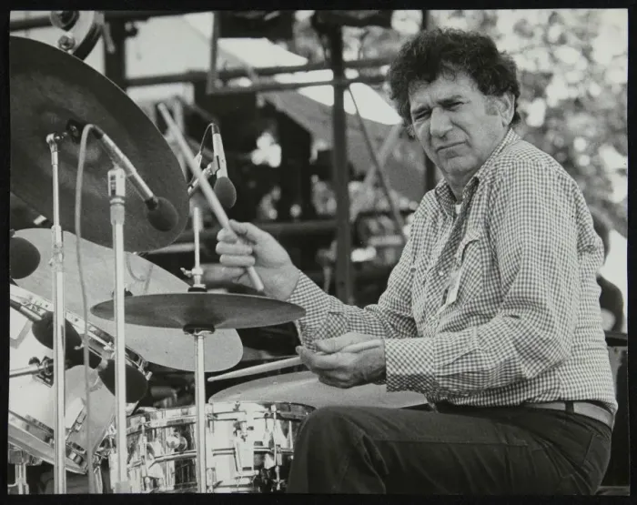 Framed Print : Shelly Manne playing at the Capital Radio Jazz Festival, London, 1979 Framed Print : Shelly Manne playing at the Capital Radio Jazz Festival, London, 1979