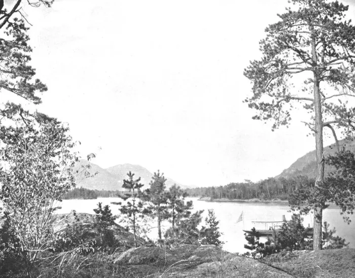 Framed Print : Shelving Rock Mountain, Lake George, New York State, USA, c1900. Creator: Unknown Framed Print : Shelving Rock Mountain, Lake George, New York State, USA, c1900. Creator: Unknown