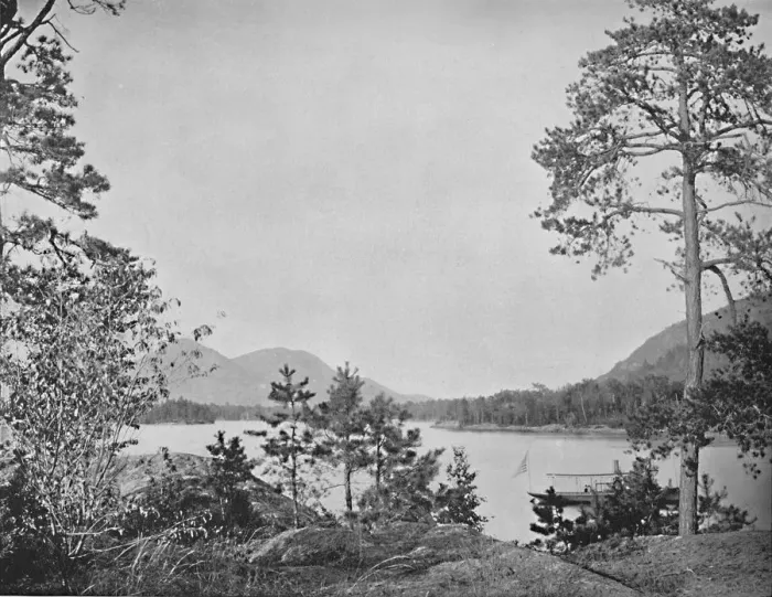 Framed Print : Shelving Rock Mountain, Lake George, New York, c1897. Creator: Unknown Framed Print : Shelving Rock Mountain, Lake George, New York, c1897. Creator: Unknown