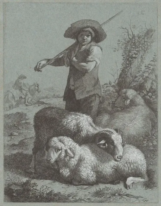 Framed Print : Shepherd Boy with Sheep, 1764. Creator: Francesco Londonio Framed Print : Shepherd Boy with Sheep, 1764. Creator: Francesco Londonio