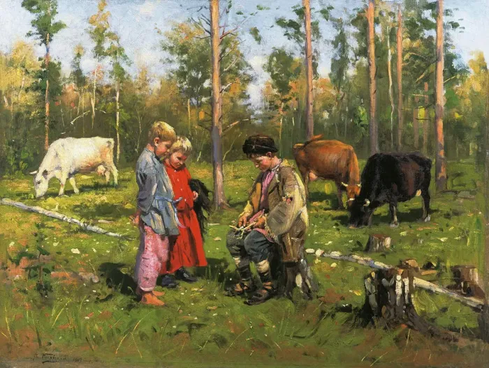 Framed Print : Shepherd Boys, 1903-1904. Artist: Makovsky, Vladimir Yegorovich (1846-1920) Framed Print : Shepherd Boys, 1903-1904. Artist: Makovsky, Vladimir Yegorovich (1846-1920)