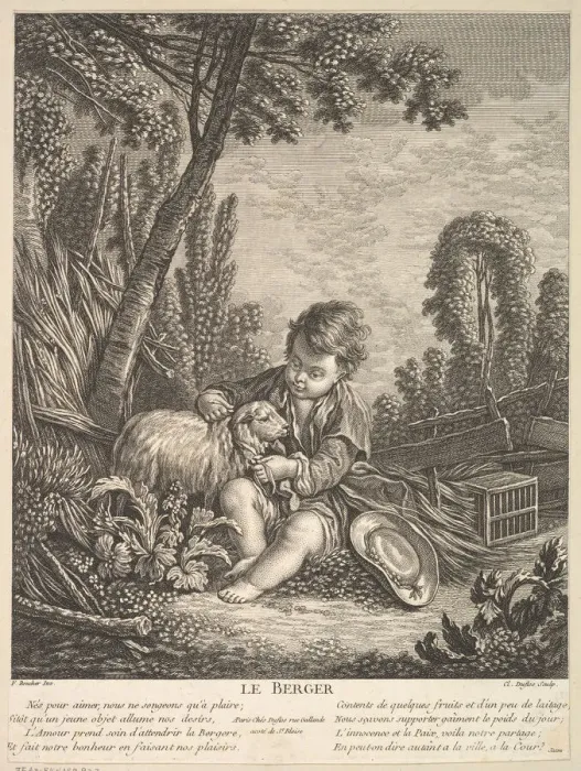 Framed Print : The Shepherd, ca. 1753. Creator: Claude Augustin Duflos le Jeune Framed Print : The Shepherd, ca. 1753. Creator: Claude Augustin Duflos le Jeune