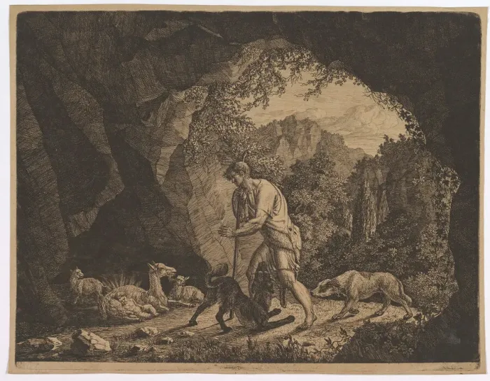 Framed Print : The Shepherd Finding Romulus near the Goat. n. d. Creator: Carl Baron von Vittinghoff Framed Print : The Shepherd Finding Romulus near the Goat. n. d. Creator: Carl Baron von Vittinghoff