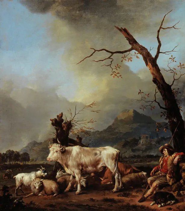 Framed Print : The Shepherd and his Flock, between 1642 and 1674. Creator: Johannes Lingelbach Framed Print : The Shepherd and his Flock, between 1642 and 1674. Creator: Johannes Lingelbach