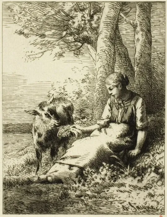 Framed Print : Shepherd with Flock of Sheep at Edge of Wood, n. d. Creator: Charles Emile Jacque Framed Print : Shepherd with Flock of Sheep at Edge of Wood, n. d. Creator: Charles Emile Jacque