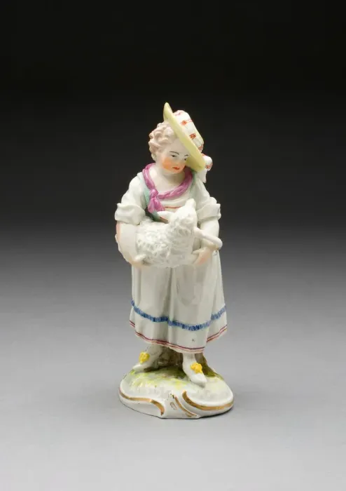 Framed Print : Shepherd Girl Holding Sheep, Frankenthal, c. 1770. Creator: Frankenthal Porcelain Factory Framed Print : Shepherd Girl Holding Sheep, Frankenthal, c. 1770. Creator: Frankenthal Porcelain Factory