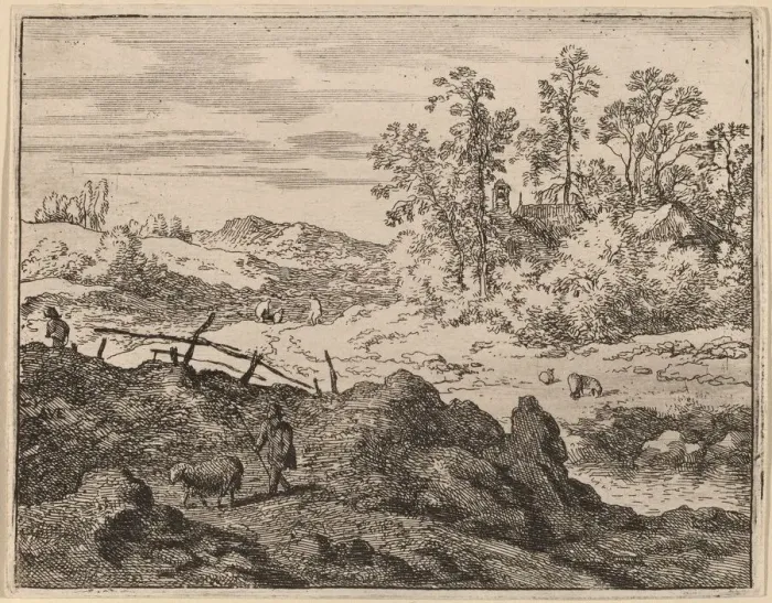 Framed Print : Shepherd with Lamb, probably c. 1645 / 1656. Creator: Allart van Everdingen Framed Print : Shepherd with Lamb, probably c. 1645 / 1656. Creator: Allart van Everdingen